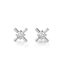 2 Ct Round Cut Real Diamonds X And O Style Stud Earrings White Gold