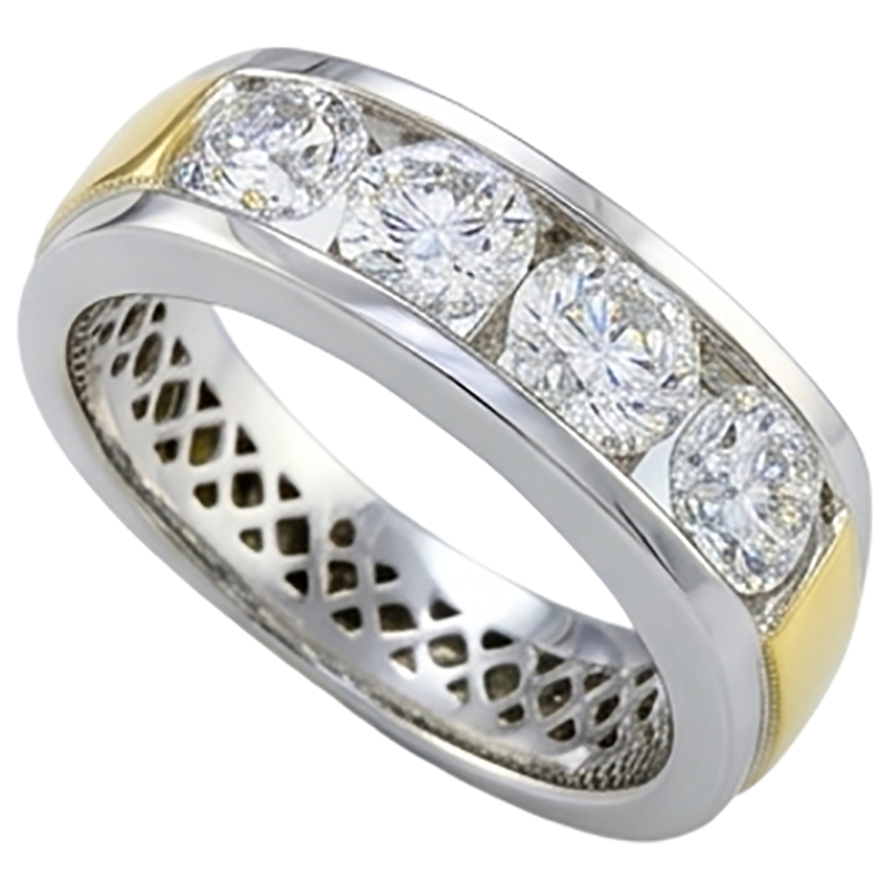2 Ct Round Cut Real Natural Earth Mined DIAMOND ( NOT LAB GROWN ) Men's Band Jewellery New