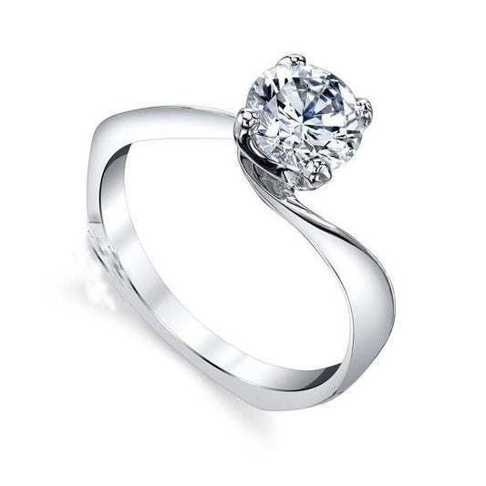 2 Ct Round Cut Solitaire Real Diamond Anniversary Twisted Shank Ring