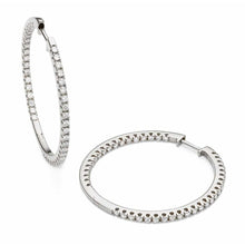 2 Ct Round Diamond Hoop Genuine Earring Pair 14K White Gold