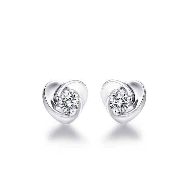 2 Ct Round Genuine Diamonds Heart Shape Women Stud Earrings White Gold