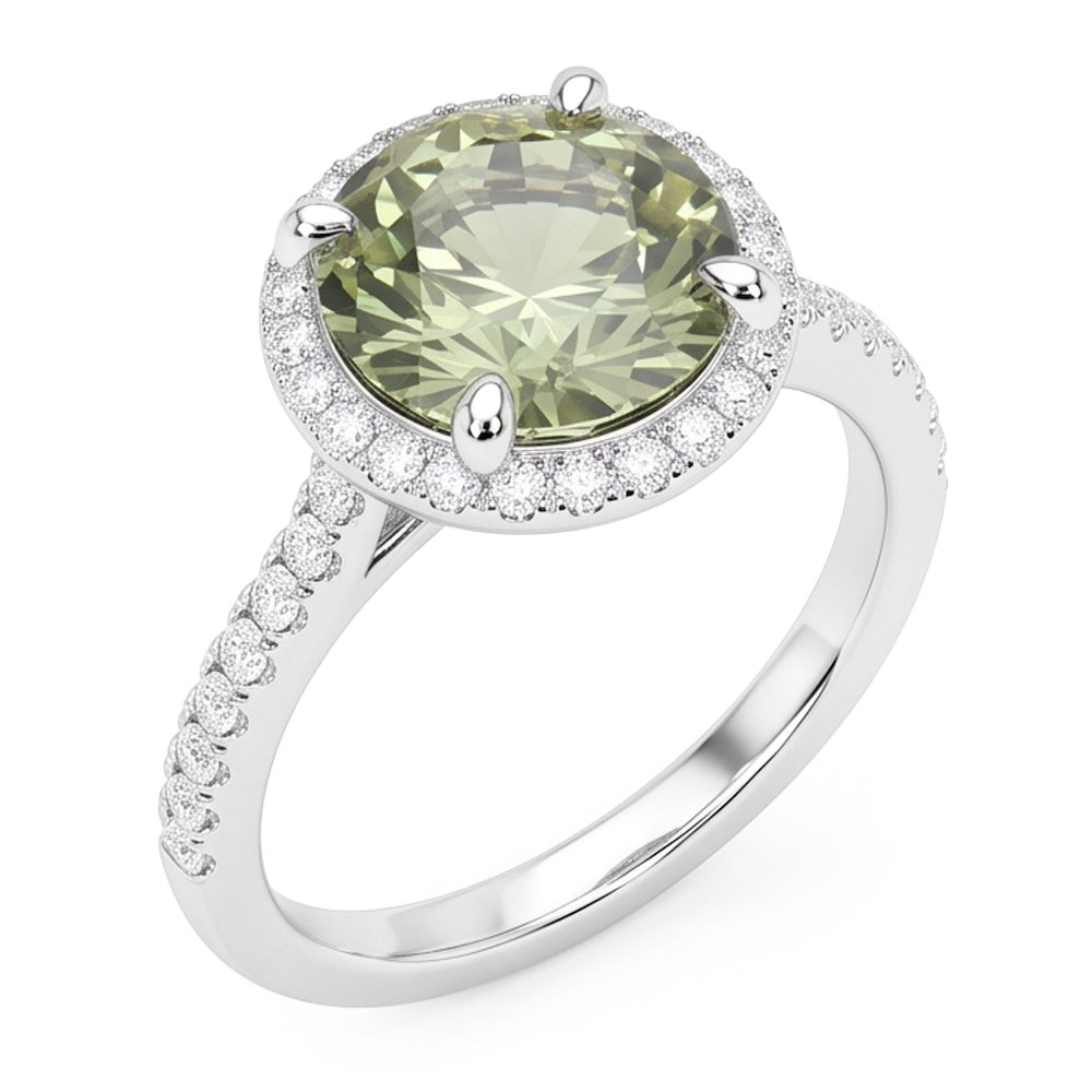 2 Ct Round Green Sapphire Natural Earth Mined Diamond Wedding Ring