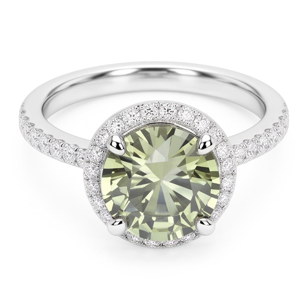 2 Ct Round Green Sapphire Natural Earth Mined Diamond Wedding Ring