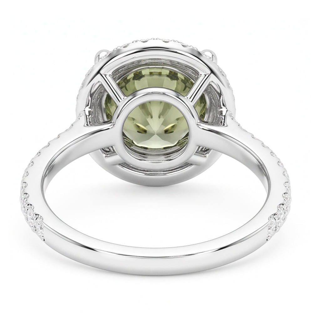 2 Ct Round Green Sapphire Natural Earth Mined Diamond Wedding Ring
