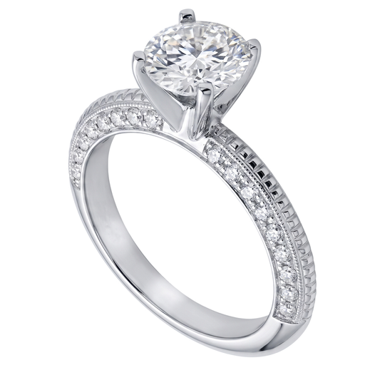 2 Ct. Round Micro Pave Real Natural Earth Mined DIAMOND ( NOT LAB GROWN ) Engagement Ring White Gold 14K