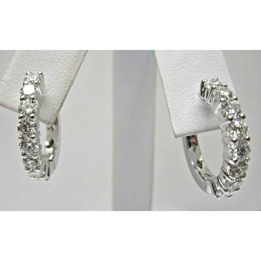 2 Ct Round Natural Diamond Hoop Earring