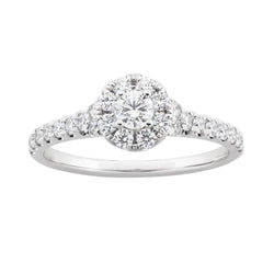 2 Ct Round Prong Set Diamond Real Wedding Ring Halo 14K White Gold