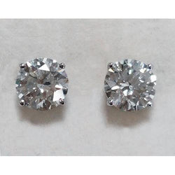 2 Ct Round Real Diamond Stud Earrings White Gold