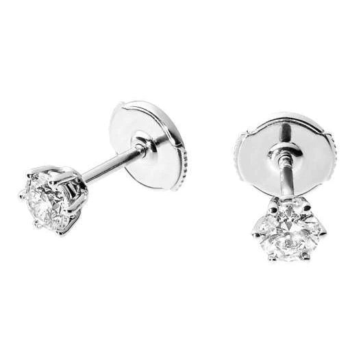 2 Ct Six Prong Set Round Cut Real Diamonds Lady Studs Earring White Gold