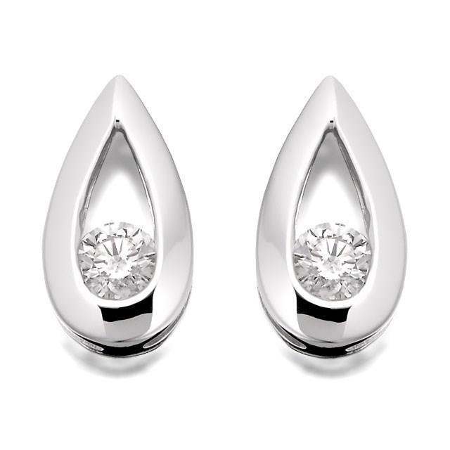 2 Ct Sparkling Round Natural Diamonds Teardrop Style Stud Earrings White Gold