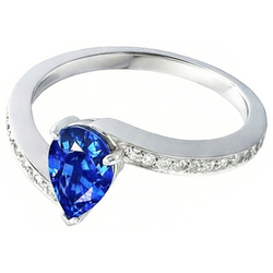 Natural Sapphire Ring 2ct - White Gold 14K