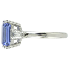 2 Ct Three Stone Tanzanite And Baguette Natural Earth Mined Diamond Wedding Ring