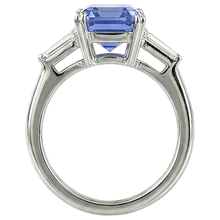 2 Ct Three Stone Tanzanite And Baguette Natural Earth Mined Diamond Wedding Ring