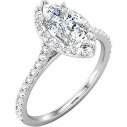 2 Ct. Halo Real Diamond Marquise & Round Wedding Ring
