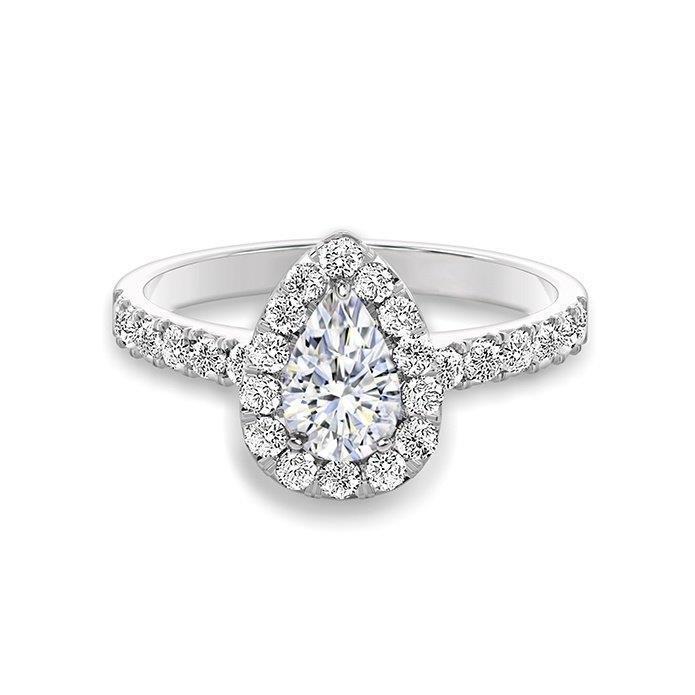 2 Ct. Pear Cut Genuine Diamond Halo Engagement Ring White Gold 14K