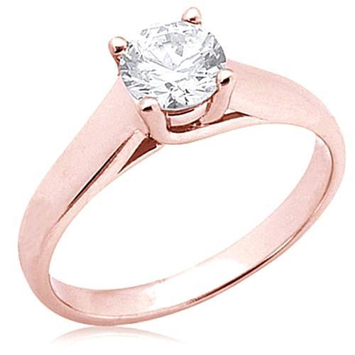 2 Ct. Round Natural Diamond Solitaire Ring Rose Gold New