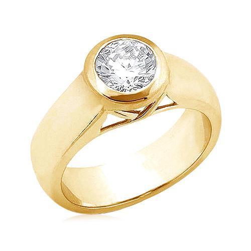 2 Ct. Round Natural Diamond Solitaire Yellow Gold Ring New