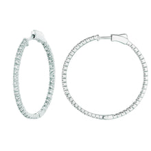 2 Pointer Hoop Earrings/Patented Snap Lock 2 Carats 14K Real White