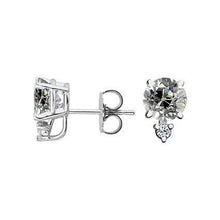 2 Stone Real Natural Earth Mined Diamond Studs Old Miner Earrings 2.50 Carats Push Backs
