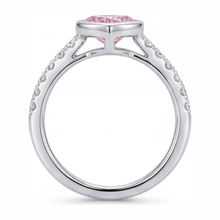 Pink Heart Diamond Ring 2 Carat Lab Grown Bezel 14K White Gold