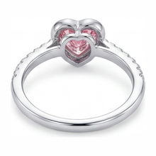 Pink Heart Diamond Ring 2 Carat Lab Grown Bezel 14K White Gold