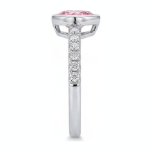 Pink Heart Diamond Ring 2 Carat Lab Grown Bezel 14K White Gold
