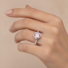 Pink Heart Diamond Ring 2 Carat Lab Grown Bezel 14K White Gold