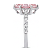 Pink Diamond Ring 2 Carat Lab Grown Marquise Pave 14K White Gold