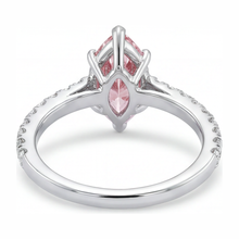 Pink Diamond Ring 2 Carat Lab Grown Marquise Pave 14K White Gold