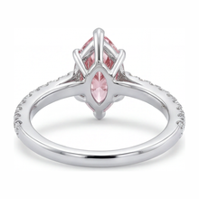 Pink Diamond Ring 2 Carat Lab Grown Marquise Pave 14K White Gold