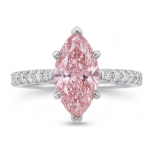 Pink Diamond Ring 2 Carat Lab Grown Marquise Pave 14K White Gold