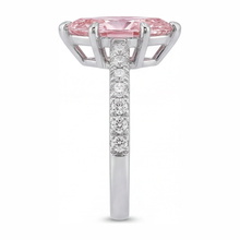Pink Diamond Ring 2 Carat Lab Grown Marquise Pave 14K White Gold