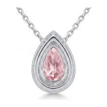 Pink Diamond Necklace 2 Carat Lab Grown Pear Halo Pendant 14K White Gold