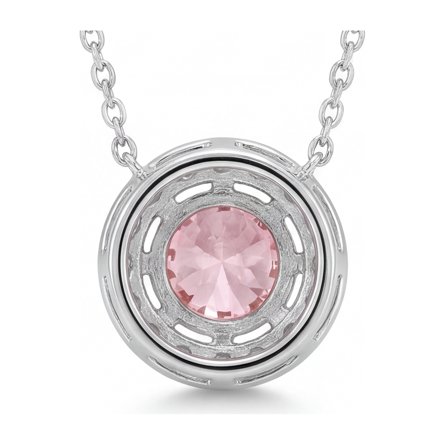 Pink Diamond Necklace 2 Carat Lab Grown Round Halo Pendant 14K White Gold