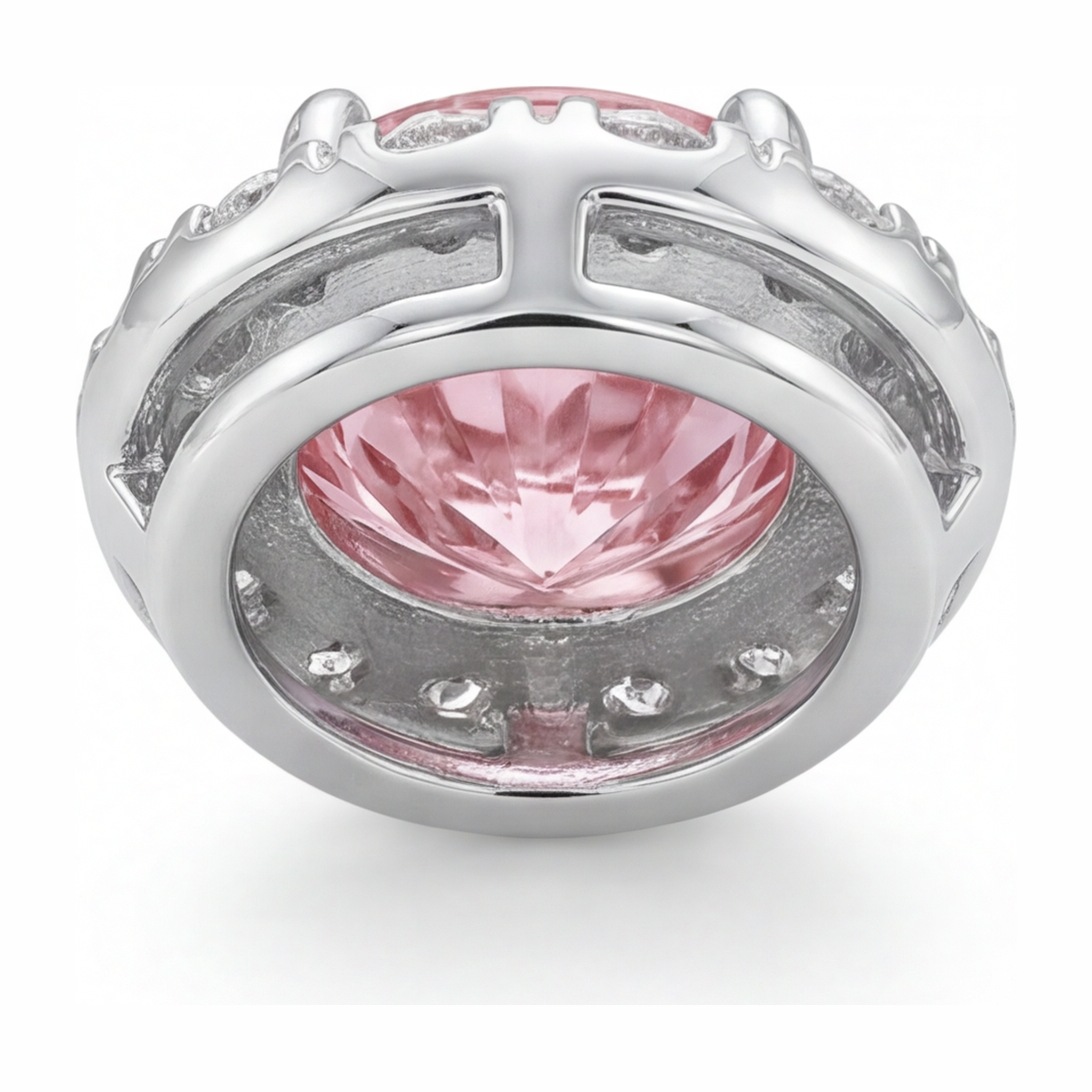 Pink Diamond Necklace 2 Carat Lab Grown Round Halo Pendant 14K White Gold