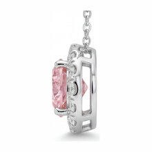 Pink Diamond Necklace 2 Carat Lab Grown Round Halo Pendant 14K White Gold
