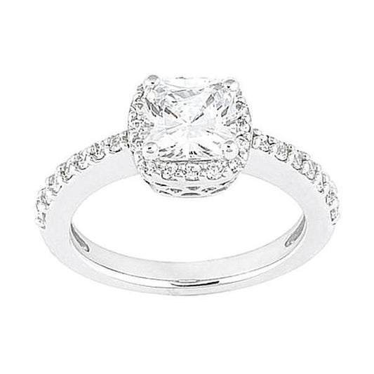 2.01 Carat Halo Cushion Center Real Natural Earth Mined Diamond Engagement Ring White Gold 14K