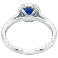 natural round sapphire 2.10ct ring profile view