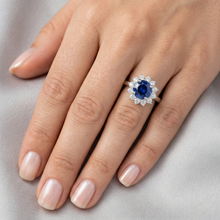 2.20 Carats Round Ceylon Sapphire Ring Natural Earth Mined DIAMOND ( NOT LAB GROWN ) Jewellery Gold White 14K