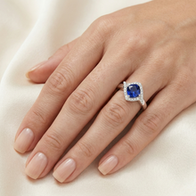 2.25 Carats Ceylon Sapphire And Natural Earth Mined DIAMOND ( NOT LAB GROWN ) Promise Ring White Gold 14K