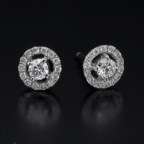2.28 Ct Brilliant Cut Real Natural Earth Mined Diamonds Women Studs Halo Earrings With Jackets