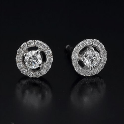 2.28 Ct Brilliant Cut Real Diamonds Women Studs Halo Earrings With Jackets