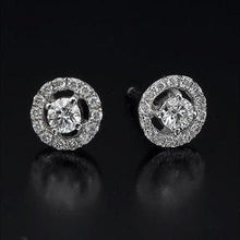2.28 Ct Brilliant Cut Real Diamonds Women Studs Halo Earrings With Jackets 