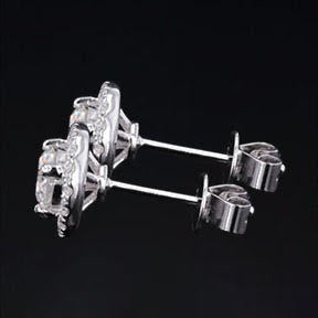 2.28 Ct Brilliant Cut Real Diamonds Women Studs Halo Earrings With Jackets