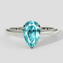 2.5ct Pear Paraiba Ring in 14k White Gold