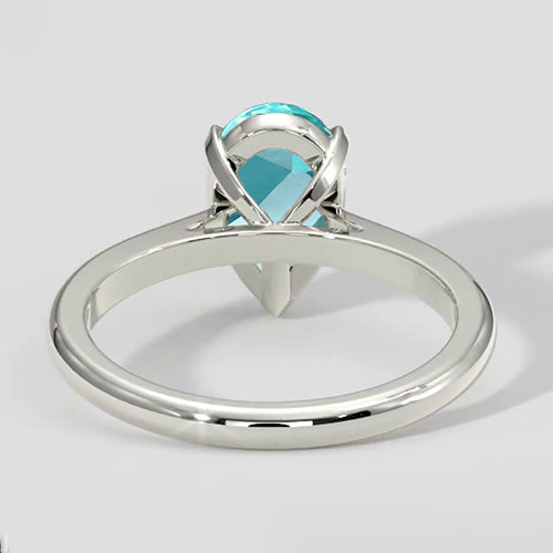 2.5ct Pear Paraiba Ring in 14k White Gold