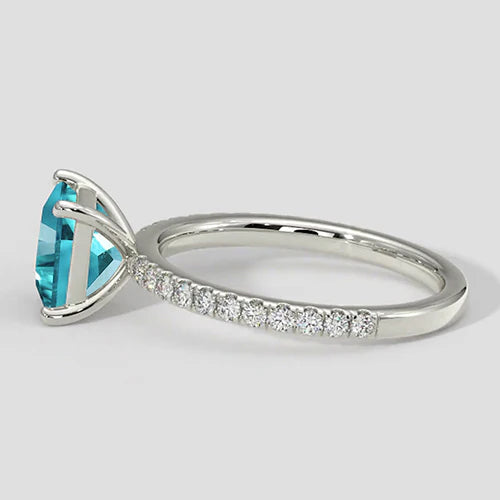 2.75 Carats Paraiba Ring Cushion Cut