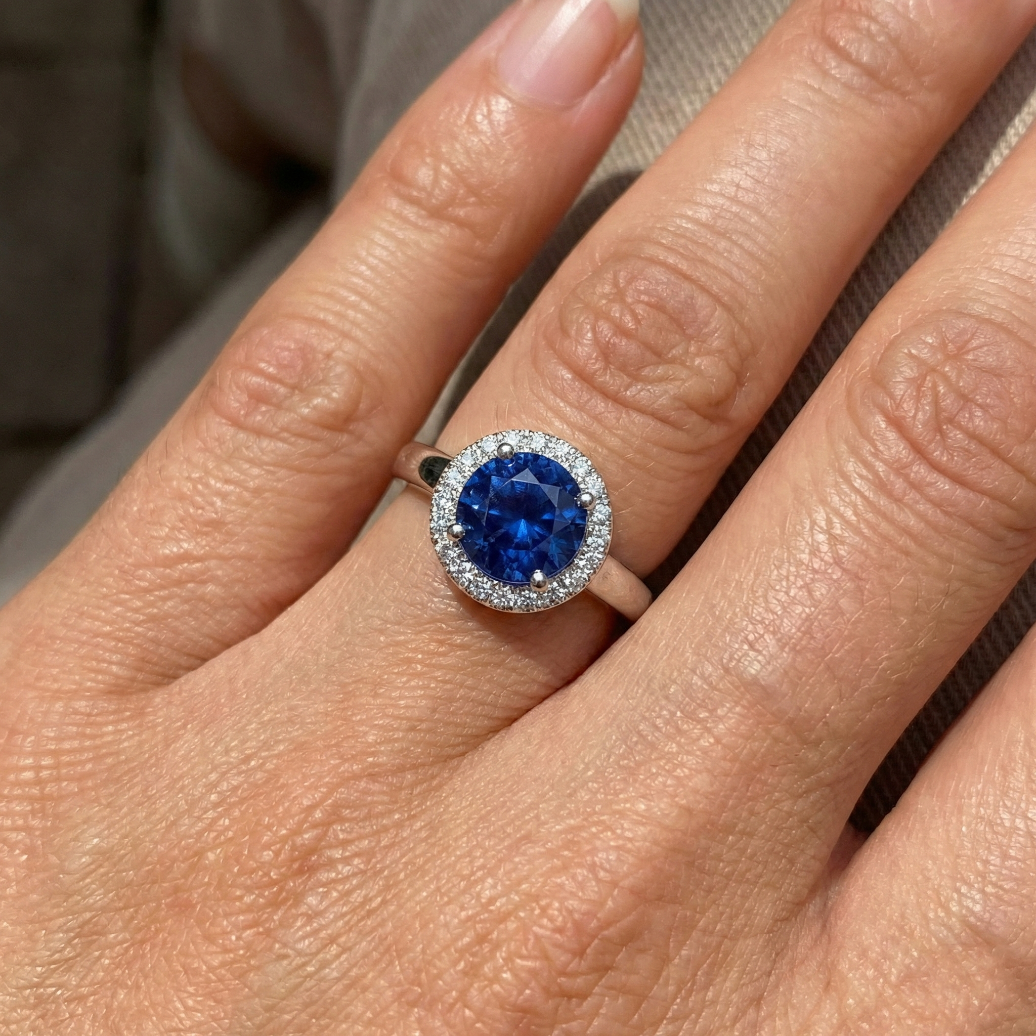 2.80 Ct Solitaire With Accents Ceylon Sapphire Natural Earth Mined DIAMOND ( NOT LAB GROWN )s Ring WG 14K