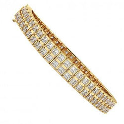 20 Ct Prong Set Natural Princess Cut Diamonds Tennis Bracelet Gold Yellow