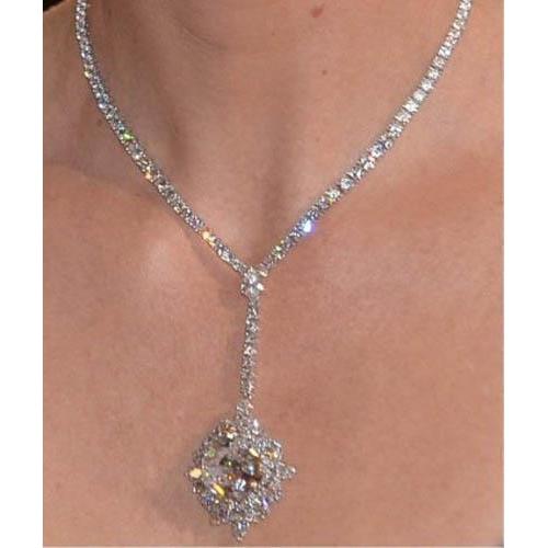 20 Ct Round Cut Natural Diamonds Ladies Necklace With Chain